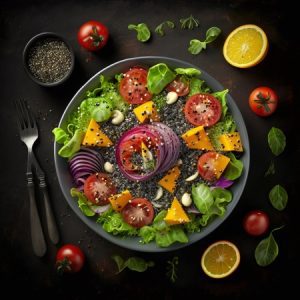 Salade composée et graines de chia