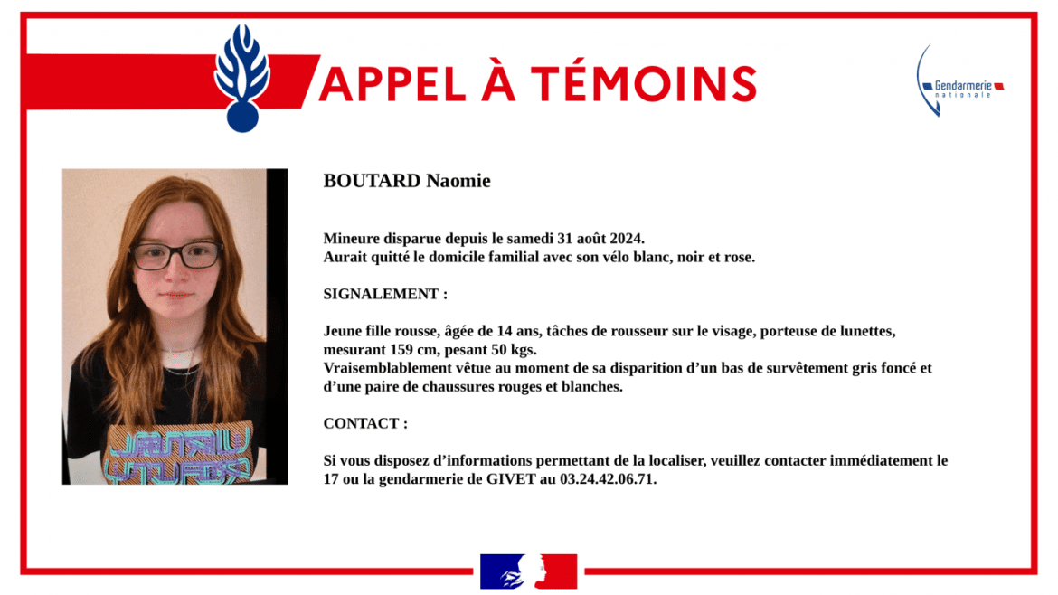 Appel à témoins pour la disparition de Naomie Boutard