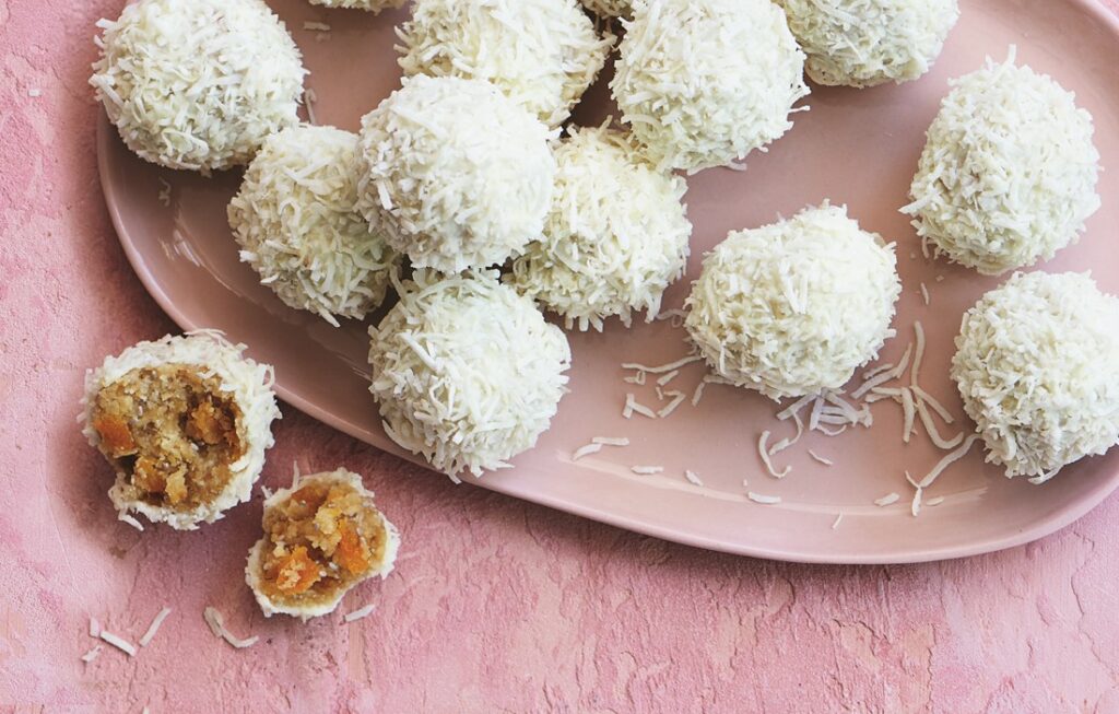 Bouchées végétariennes au chocolat blanc.