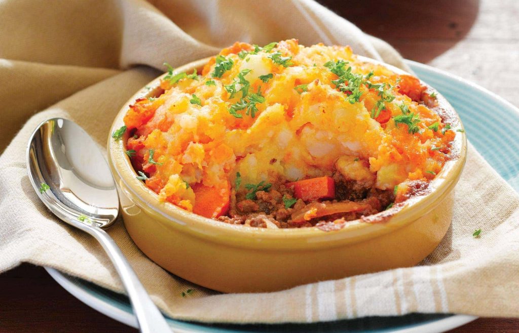 Savoureux haché avec écrasé de patate douce