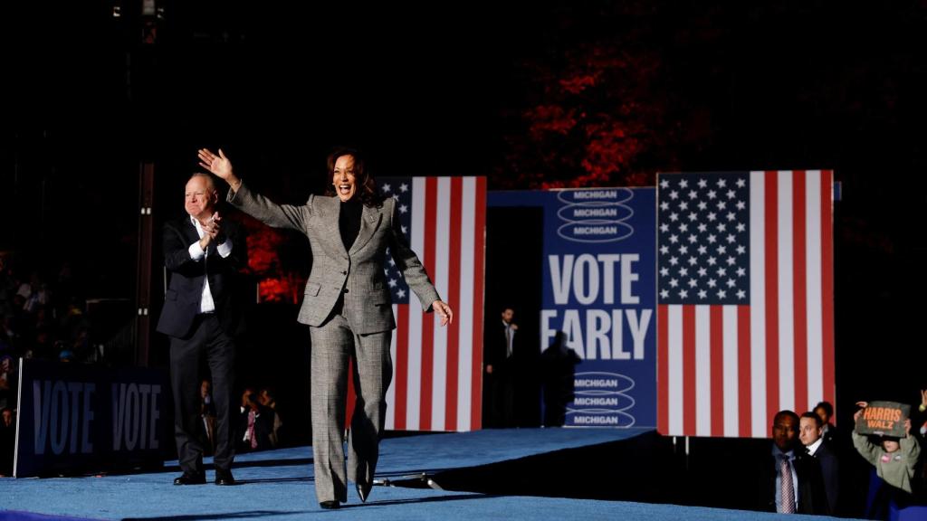 Kamala Harris et son candidat à vice-président, Tim Walz.