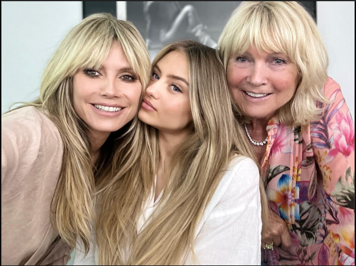 Heidi Klum avec sa fille Leni et sa mère Erna Klum.