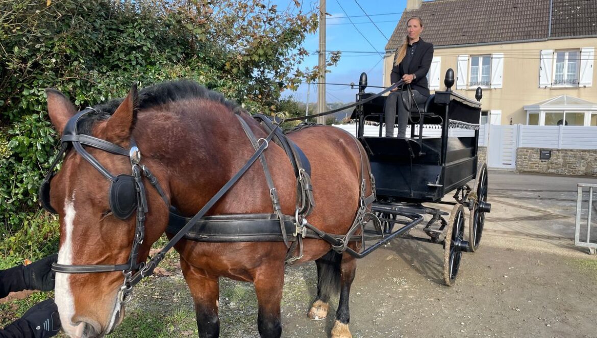 Un corbillard hippomobile pour des funérailles traditionnelles