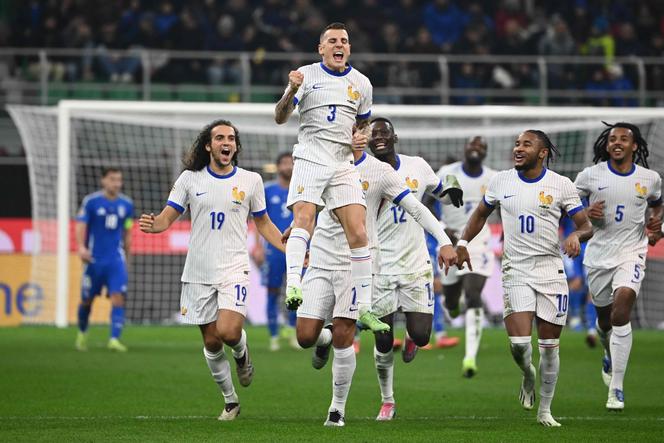 Lucas Digne a été impliqué sur les trois buts français lors de la victoire contre l’Italie, au stade San Siro, à Milan, le 17 novembre 2024.