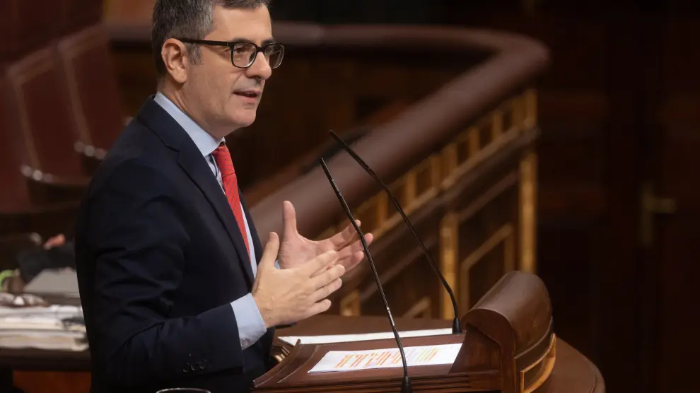 Le ministre de la Présidence, Félix Bolaños, lors d'une séance plénière au Congrès